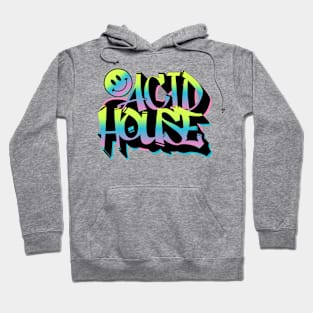 ACID HOUSE  - Graffiti Smiley (lime/blue/pink) Hoodie